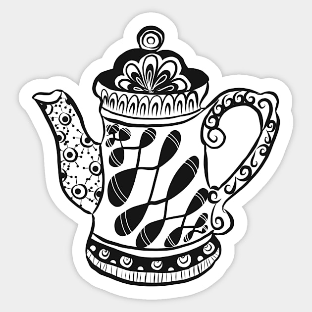 Bold and Intricate Engraved-Style Tea / Coffee Pot Sticker by littlecurlew